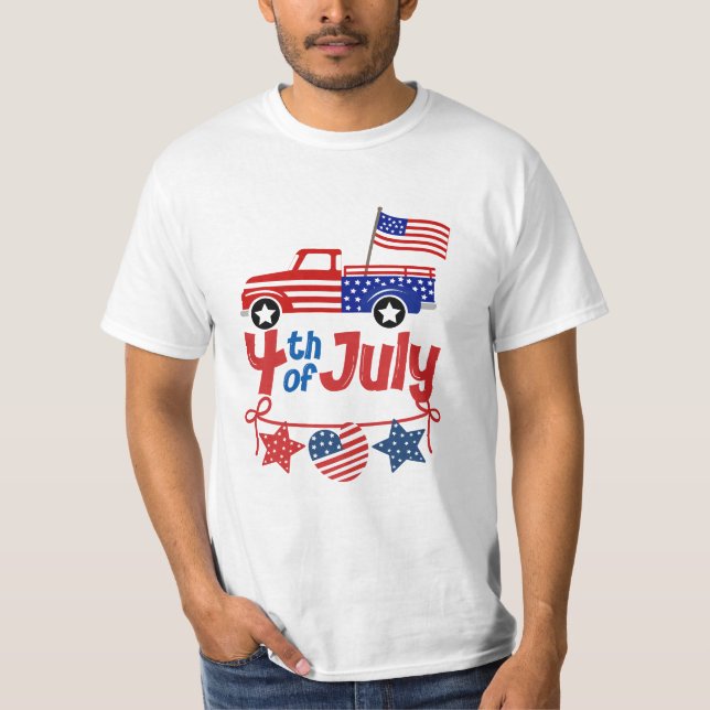 T-shirt 4th of July Patriotic Truck Independence day (Devant)