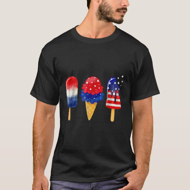 T-shirt 4th of July Popsicle American Flag Patriotic Summe (Devant)