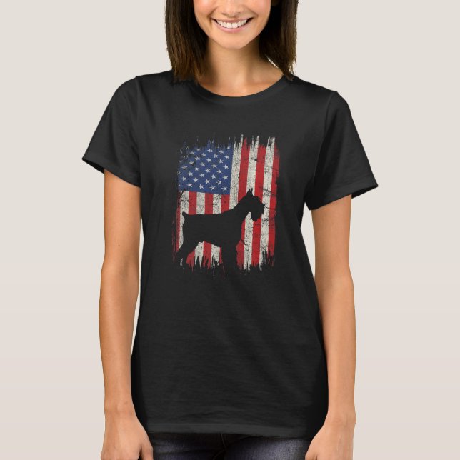 T-shirt 4th Of July Schnauzer American Flag Patriotic Dog  (Devant)