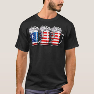 T-shirt 4th of July Shirts For Men Beer American Flag Wome
