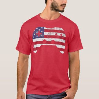 T-shirt 4th Of July T  Video Game Gamer Kids Boys Men USA 