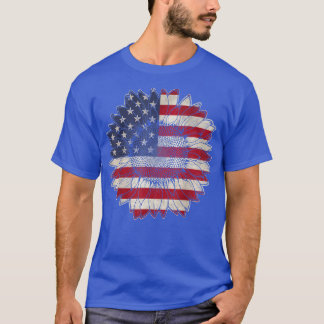 T-shirt 4th of July Tee American Flag Vintage Sunflower Pa