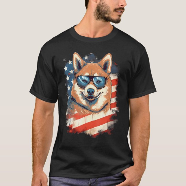T-shirt 4th Of July US Flag Akita Dog 2 (Devant)
