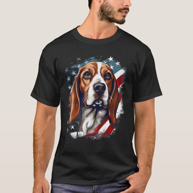 T-shirt 4th Of July US Flag Beagle Dog 1 (Devant)