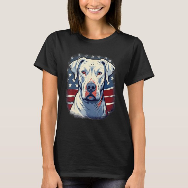 T-shirt 4th Of July US Flag Dogo Argentino Dog (Devant)