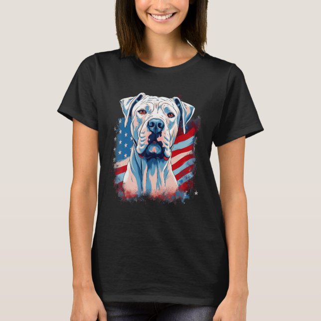 T-shirt 4th Of July US Flag Dogo Argentino Dog 1 (Devant)