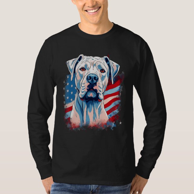 T-shirt 4th Of July US Flag Dogo Argentino Dog 1 (Devant)