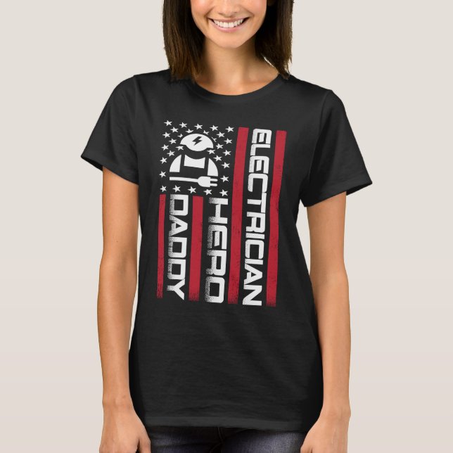 T-shirt 4th of July US Flag Electrician Dad Father's Day (Devant)