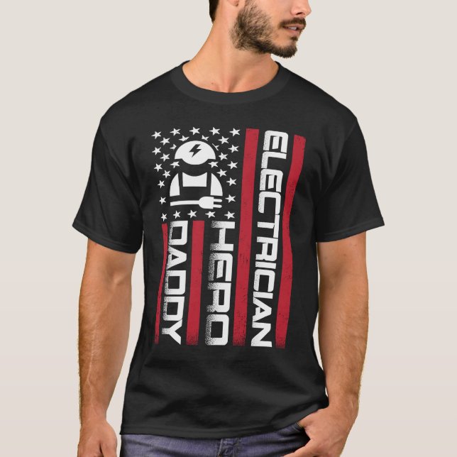 T-shirt 4th of July US Flag Electrician Dad Father's Day (Devant)
