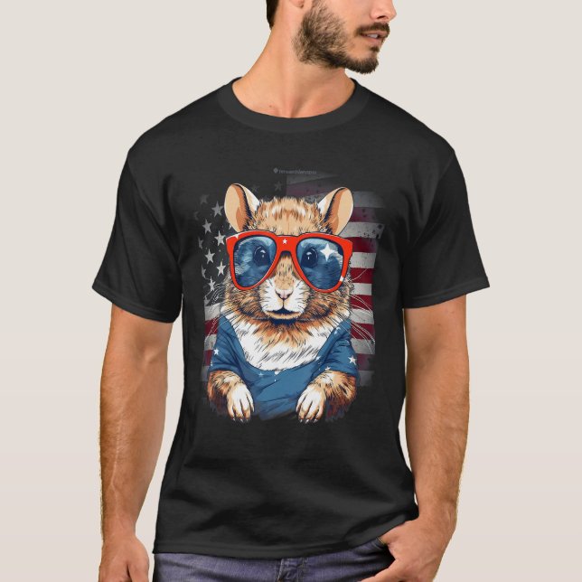 T-shirt 4th Of July US Flag Gerbil 2 (Devant)