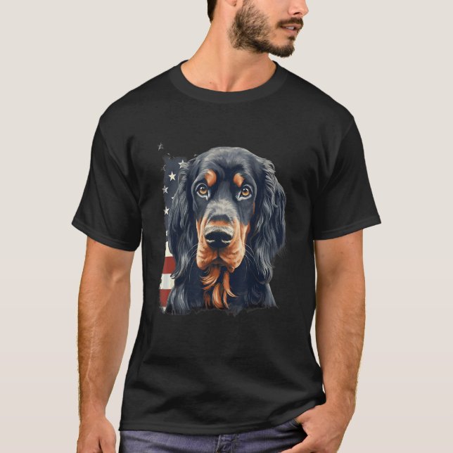 T-shirt 4th Of July US Flag Gordon Setter Dog 2 (Devant)
