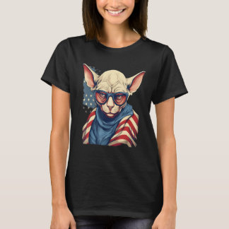 T-shirt 4th Of July US Flag Hairless Sphinx Cat 1