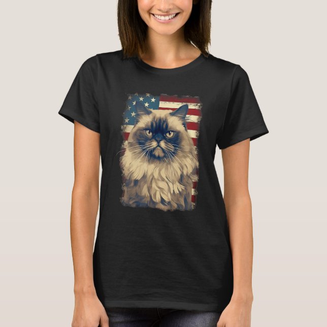 T-shirt 4th Of July US Flag Himalayan Cat (Devant)