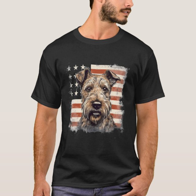 T-shirt 4th Of July US Flag Irish Terrier Dog (Devant)