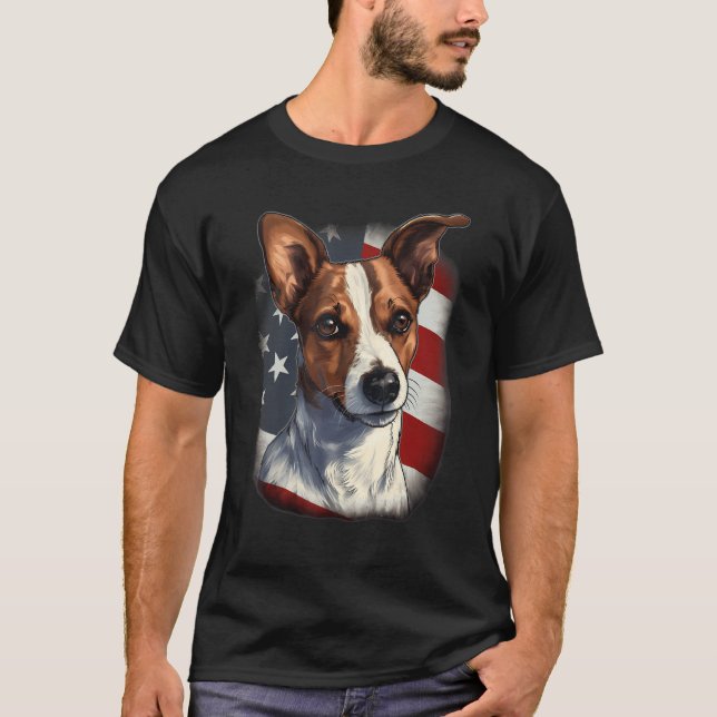 T-shirt 4th Of July US Flag Jack Russell Dog (Devant)