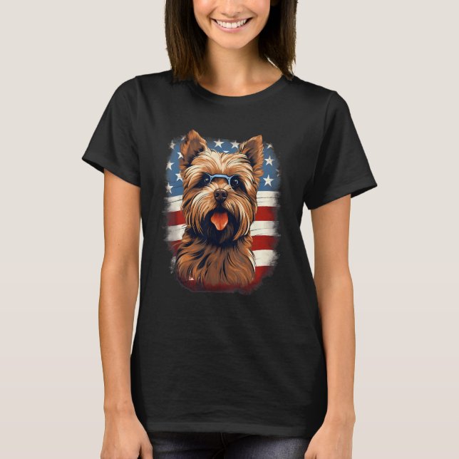 T-shirt 4th Of July US Flag Norfolk Terrier Dog (Devant)