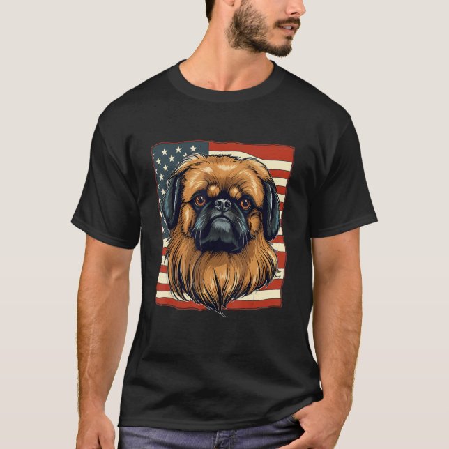 T-shirt 4th Of July US Flag Pekingese Dog (Devant)