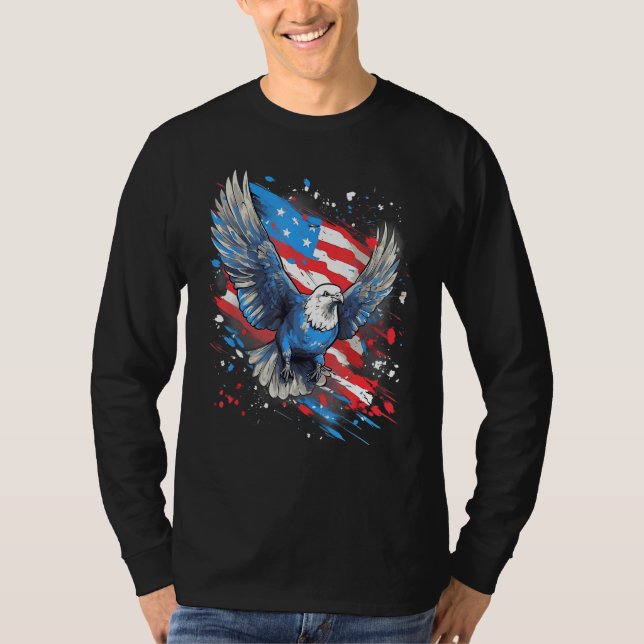 T-shirt 4th Of July US Flag Pigeon (Devant)