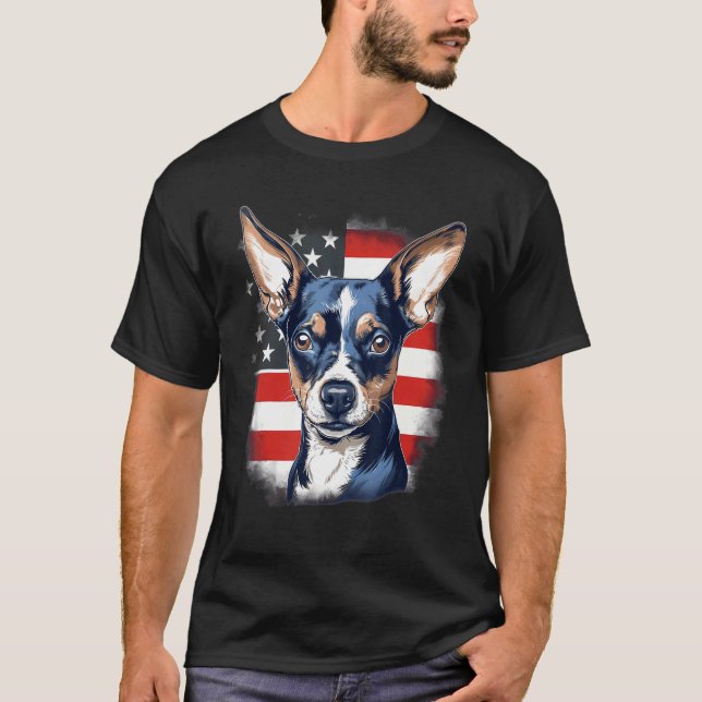 T-shirt 4th Of July US Flag Rat Terrier Dog 1 (Devant)