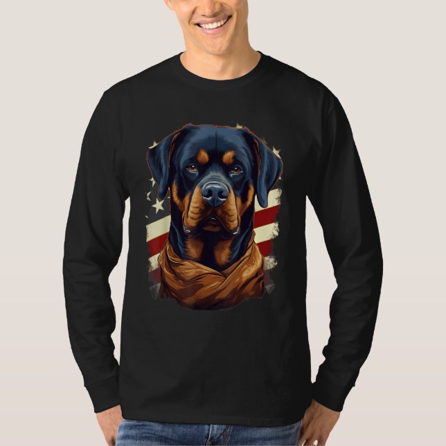T-shirt 4th Of July US Flag Rottweiler Dog 1 (Devant)