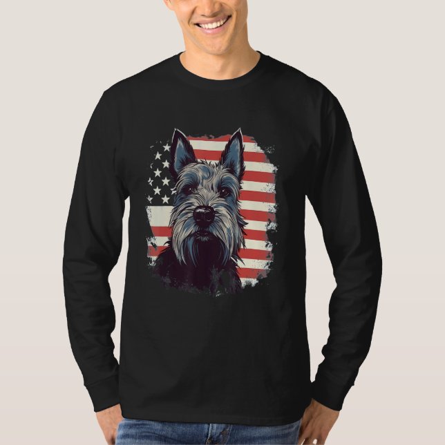 T-shirt 4th Of July US Flag Scottish Terrier Dog 3 (Devant)