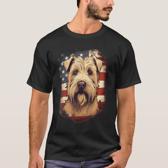 T-shirt 4th Of July US Flag Soft Coated Wheaten Terrier Do (Devant)