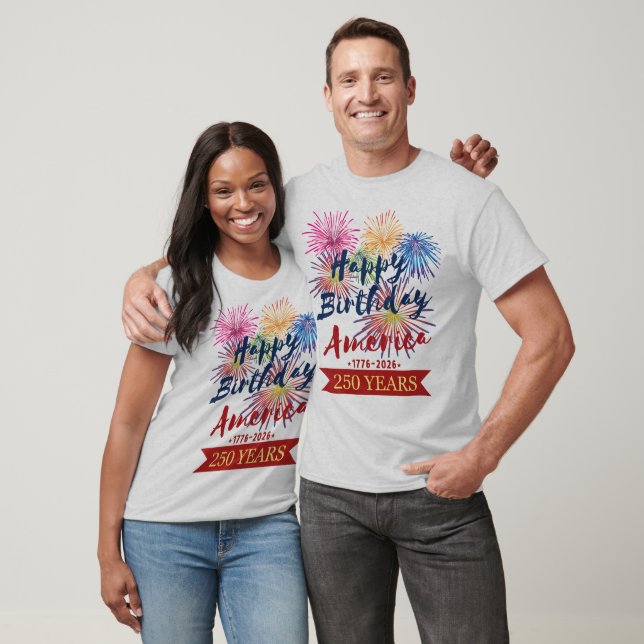 T-shirt 4th of July USA 250th Happy Birthday America (Unisexe)