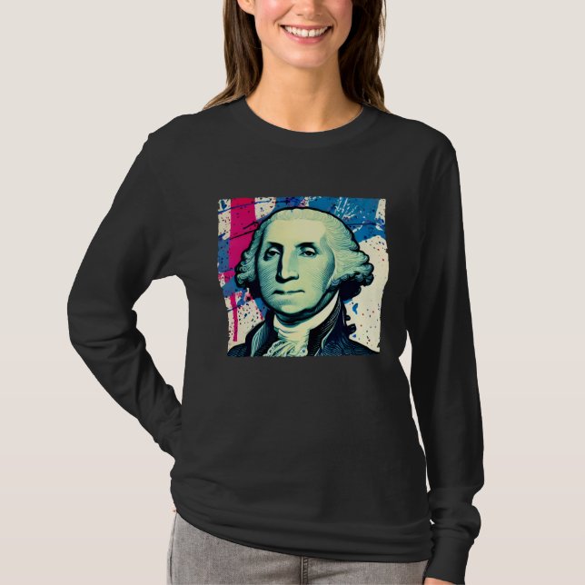 T-shirt 4th of July USA George Washington American Art On (Devant)