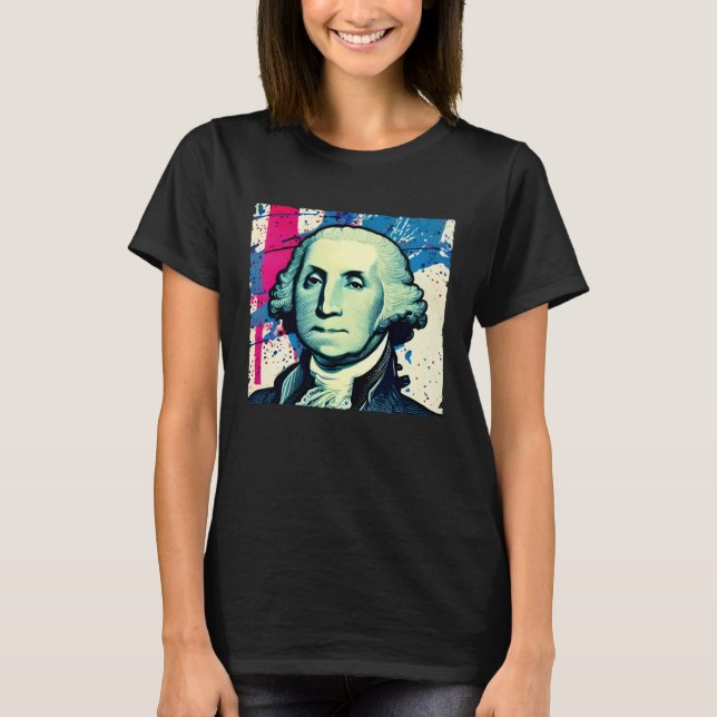 T-shirt 4th of July USA George Washington American Art On (Devant)