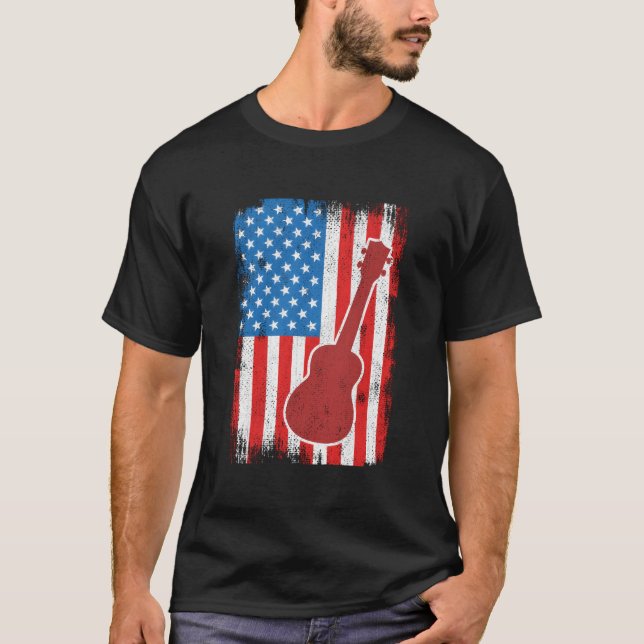 T-shirt 4Th Of July Usa Ukulele Musician (Devant)