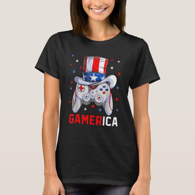 T-shirt 4th Of July Video Game American Flag Uncle Sam Gam (Devant)