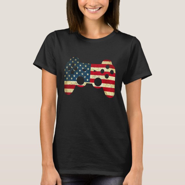 T-shirt 4th Of July Video Game Gamer Patriotic (Devant)