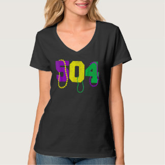 T-shirt 504 Beads Funny Mardi Gras New Orleans Carnival Fe