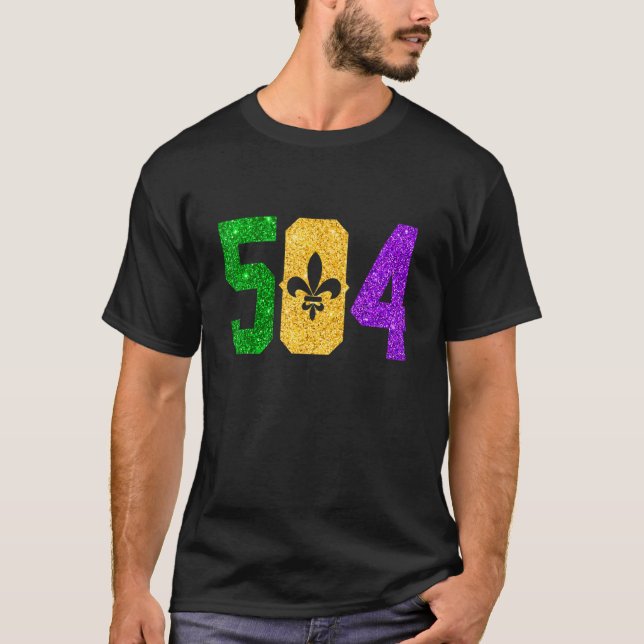 T-shirt 504 Nola New Orleans Mardi Gras Louisiana LA_1 (Devant)