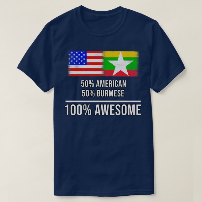 T-shirt 50 American 50 Burmese 100 Cadeau génial pour Burm (Design devant)