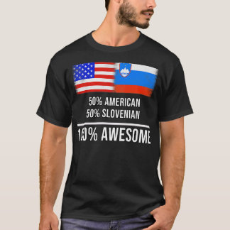 T-shirt 50 American 50 Slovenian 100 Awesome Cadeau pour S
