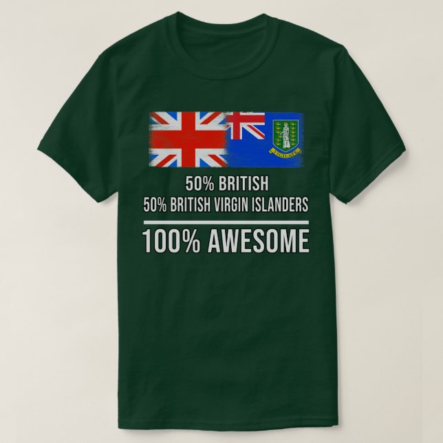 T-shirt 50 Anglais 50 Îles Vierges Britanniques 100 (Design devant)