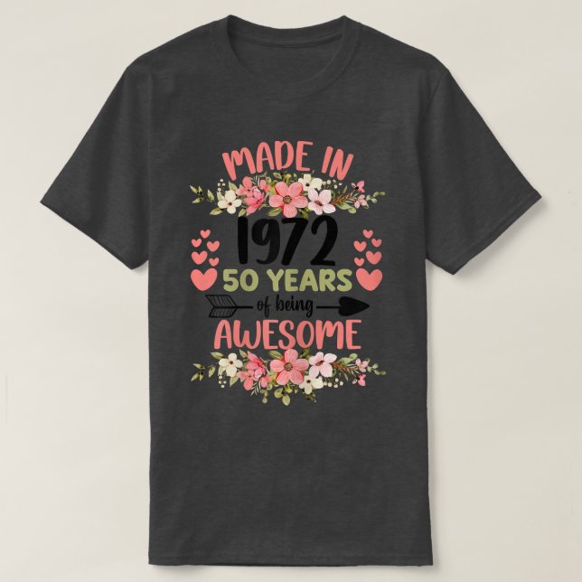 T-shirt 50 ans 50e anniversaire Né en 1972 Femme Fille (Design devant)