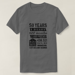T-shirt 50 Ans 5 Décades 600 Mois Anniversaire Fête Naissa
