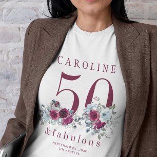 T-shirt 50 ans et chic floral fête d'anniversaire 50 ans