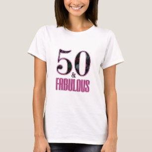 T-shirt 50 ans et Fabuleux Typographie Noir Rose 50e Anniv