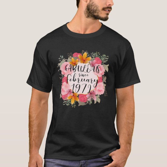 T-shirt 50 Ans Fabuleux Joyeux Février 1972 50E Birt (Devant)