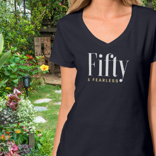 T-shirt 50 ans & Fearless Typographie Simple, Moderne Anni