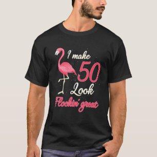 T-shirt 50 ans Flamant rose de citrouille femmes 50e anniv