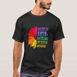 T-shirt 50 Ans Floral Awesome Depuis 1972 Cadeaux 50E