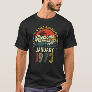 T-shirt 50 ans Vintage janvier 1973 50e anniversaire Homme