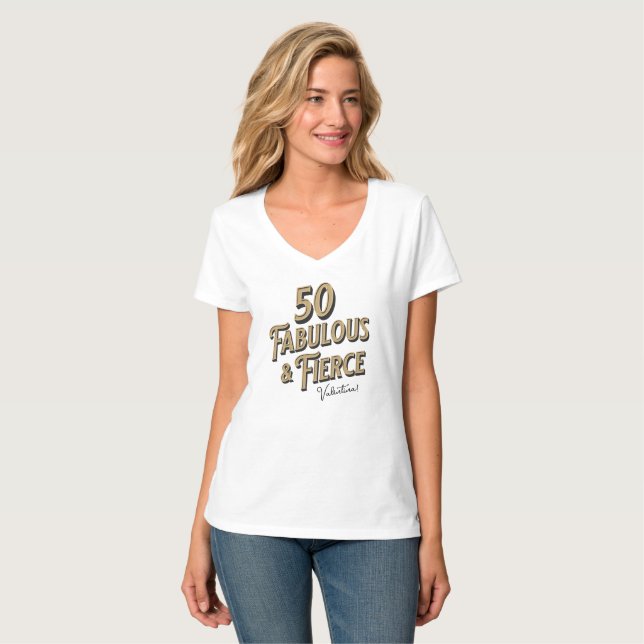 T-shirt 50 et fabuleux anniversaire Black & Gold (Devant entier)
