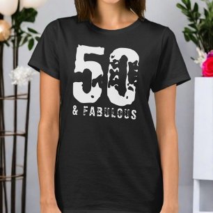 T-shirt 50 et fabuleux anniversaire personnalisé noir blan
