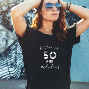 T-shirt 50 et fabuleux Black and White Typographie Élégant