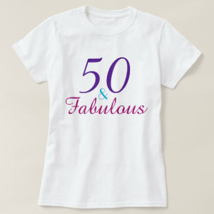 T-shirt 50 et fabuleux bleu violet rose personnalisé